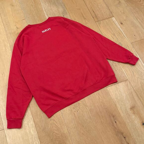 Vintage Oakley Spellout Logo Red Crewneck Sweatshirt Men’s Size XL - Picture 2 of 8